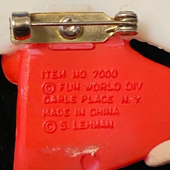 Vintage Christmas Angel Brooch Pin Plastic S Lehman Red Gowned Size 1.5" X 2" - Picture 5 of 5